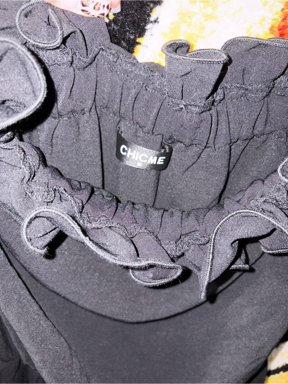 Black Off-Shoulder Ruffle Jumpsuit - Picture 3 of 4